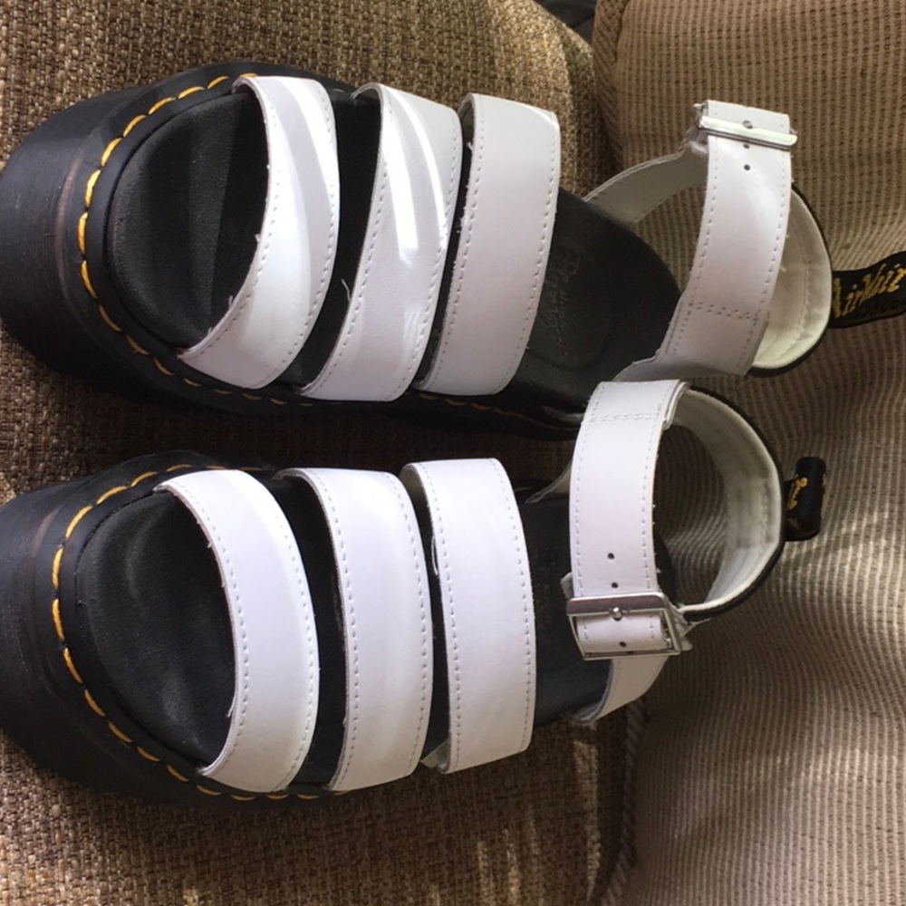 Dr. Martens Y2K. Chunky White Strappy Platform Sandals.